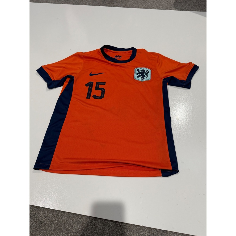 Nike Netherlands Orange Soccer Jersey KNVB Van Dam 15 Dutch National Team Shirt
